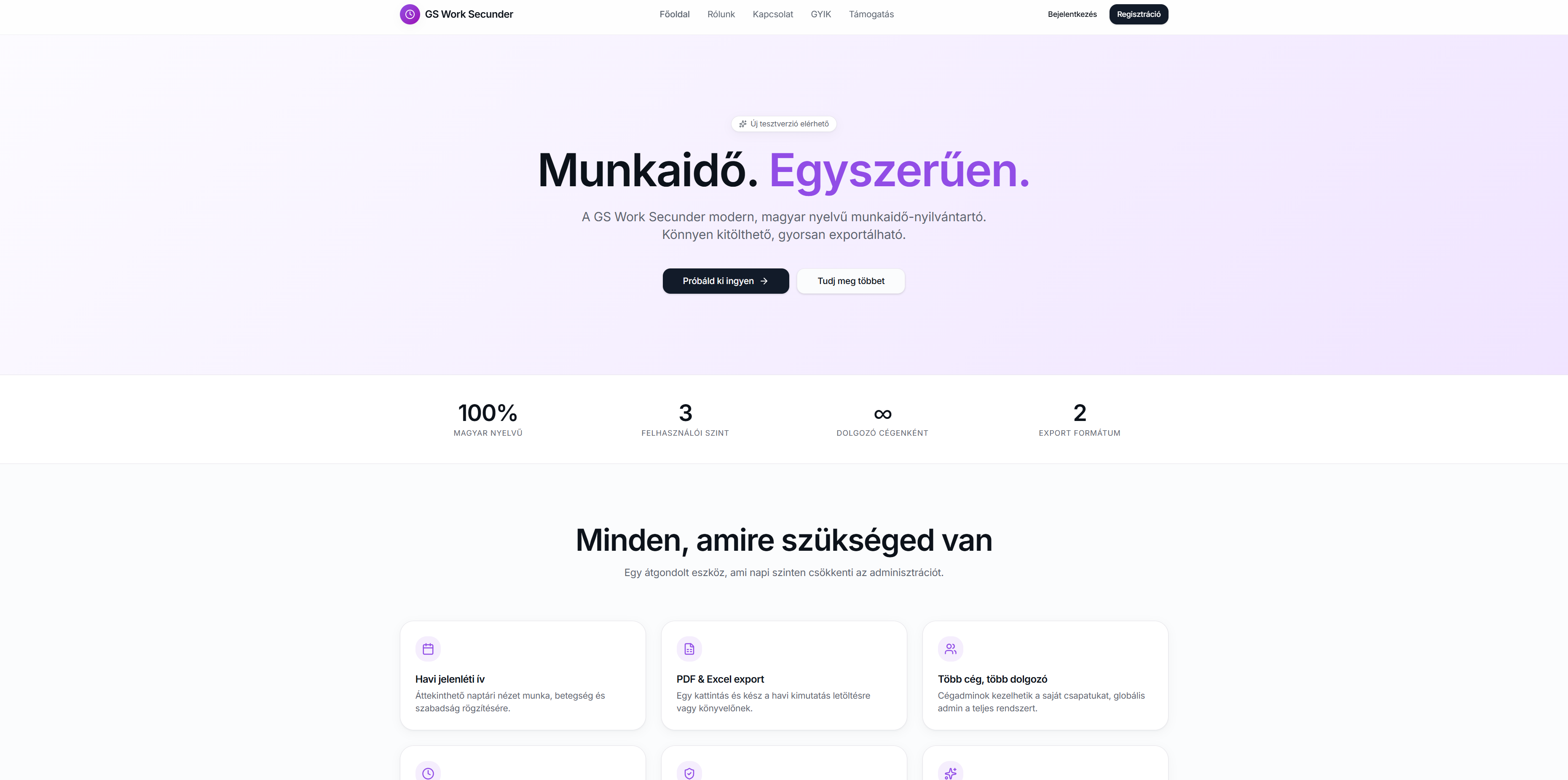 WorkFlowSecunder — weboldal képernyőkép